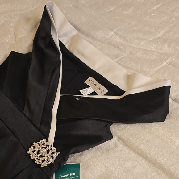 Victor Costa Black and White Jewel Midi Dress - Picture 15 of 16